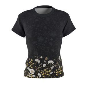 White Flowers with Golden Leaves T-Shirt