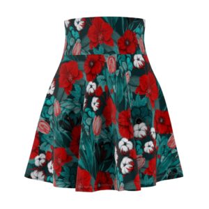 Red Floral Skater Skirt