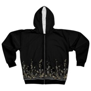 Floral Pattern Zipper Hoodie