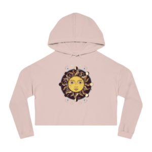 Smiling Sun Cropped Hoodie with Moon Phases