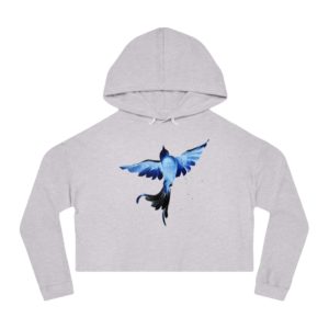 Pretty Blue Bird Cropped Hoodie