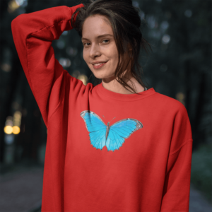 Beautiful Blue Butterfly on Pullover Sweatshirt