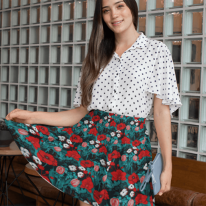 Red Floral Skater Skirt