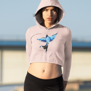 pretty blue bird Cropped Hoodie