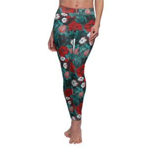 Red Floral Leggings