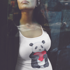 Panda Holding Heart Female Tank Top