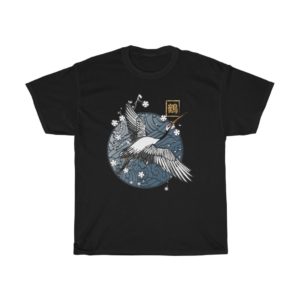 Crane and Cherry Blossoms Unisex T-Shirt