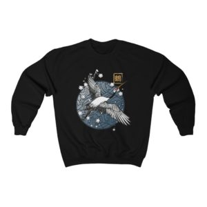 Crane and Cherry Blossoms Bird Lover Unisex Sweatshirt