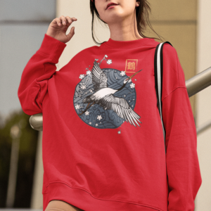 Crane and Cherry Blossoms Bird Lover Unisex Sweatshirt