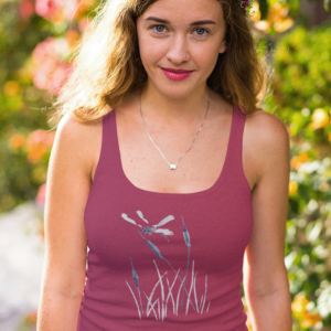 Dragonfly in Reeds Female Tank Top